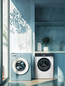滚筒洗衣机现代阳台摄影图