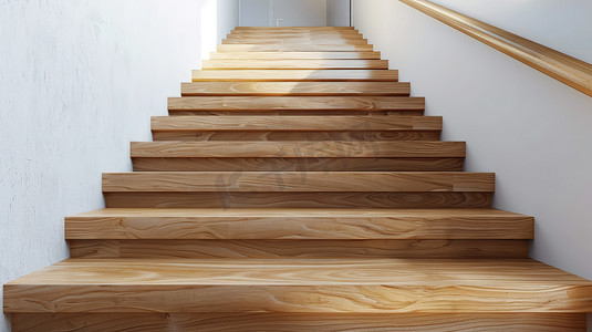 现代原木质感楼梯照片