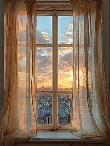 窗户的窗帘窗纱家居软装摄影配图