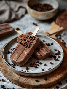 巧克力雪糕摄影照片_美味诱人巧克力雪糕高清摄影图