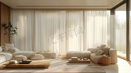 现代北欧风格的客厅高清摄影图