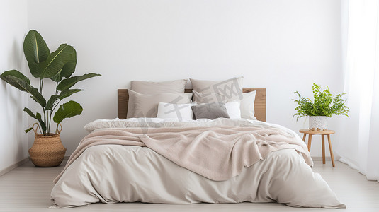 现代卧室浅色和色调高清图片