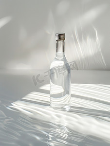 玻璃瓶子摄影照片_透明的玻璃瓶子自然光图片