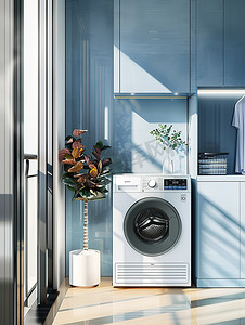 滚筒洗衣机现代阳台高清图片