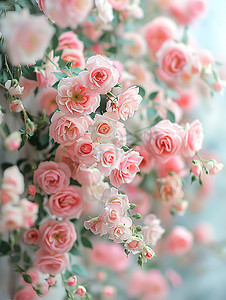 玫瑰摄影照片_白色墙壁上美丽的粉红色玫瑰照片