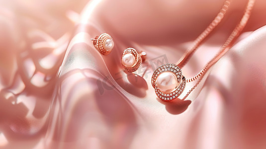 珍珠的项链和耳环照片