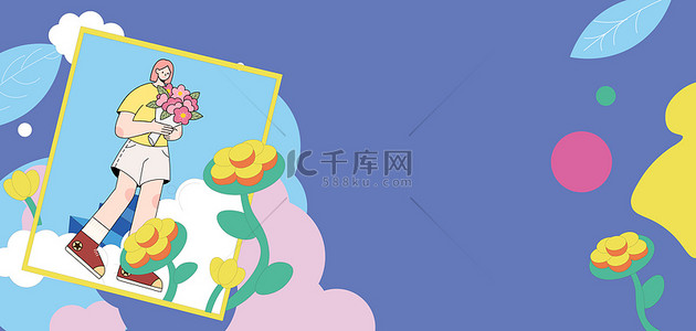 母亲节花朵紫色卡通背景图片