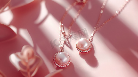 珍珠的项链和耳环高清图片