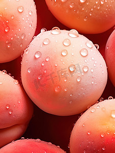 新鲜的桃子水滴水珠高清摄影图
