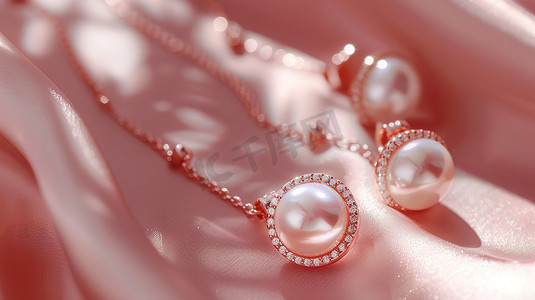 珠宝珍珠摄影照片_珍珠的项链和耳环摄影照片