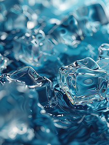 冰粒摄影照片_清澈融化的冰块夏天照片