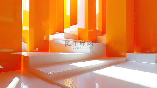 橙白背景图背景图片_橙白色空间阶级电商展台背景图