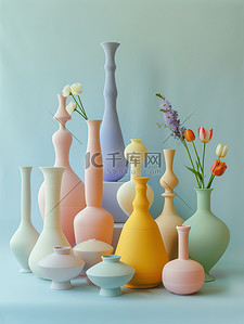 彩色花瓶背景图片_花瓶系列彩色3D背景