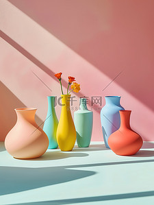彩色花瓶背景图片_花瓶系列彩色3D背景