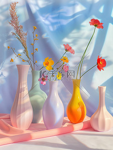 学习系列背景图片_花瓶系列彩色3D背景
