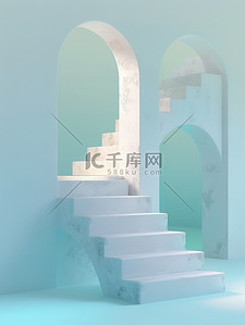 楼梯台阶浅蓝色背景