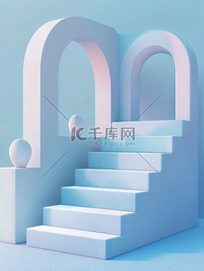楼梯台阶浅蓝色背景
