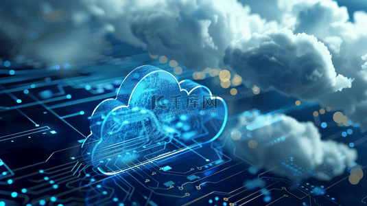 云数据背景图片_白云渐变风景科技云服务的背景