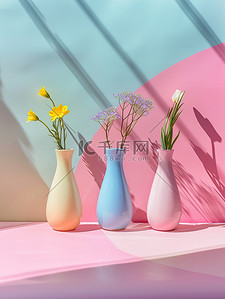 学习系列背景图片_花瓶系列彩色3D背景