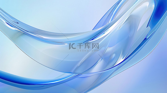 水晶玻璃背景图片_水晶透明玻璃蓝色飘带背景素材