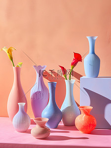 花瓶系列彩色3D背景