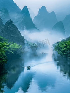 河流摄影照片_郴州小东江夏天风景山川河流湖南