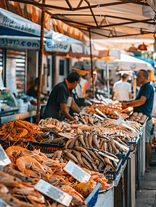 夏季海鲜市场摄影图