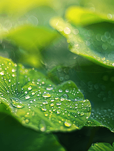 湿边夏至摄影照片_夏天荷塘荷叶绿色露水水滴摄影图