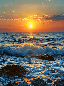 圆框头像摄影照片_土耳其风景海上夕阳