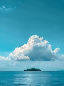 夏日云朵摄影照片_美丽海岛海边云朵摄影图
