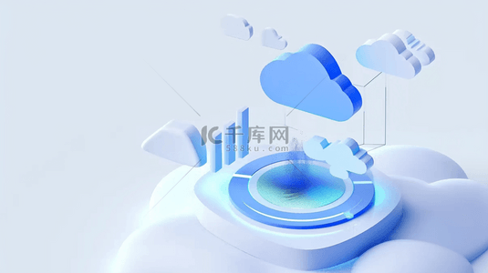 云科技蓝色磨砂玻璃3D云图标8设计