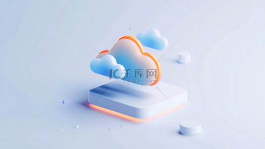 互联网图标素材背景图片_云科技蓝色磨砂玻璃3D云图标素材