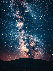 星星晚上银河高坡星轨摄影图