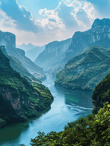 山川河流摄影照片_郴州小东江夏天风景山川河流湖南