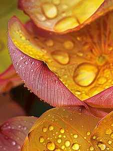 荷花瓣上雨珠摄影图