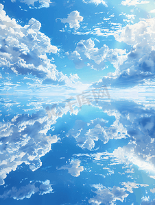 蔚蓝摄影照片_美丽的风景，与蔚蓝的天空和洁白的云朵反映在