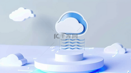 科技几何素材背景图片_云科技蓝色磨砂玻璃3D云图标9素材