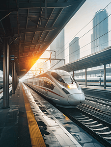 呼和浩特市景摄影照片_高铁出行上午高铁夏季素材摄影图