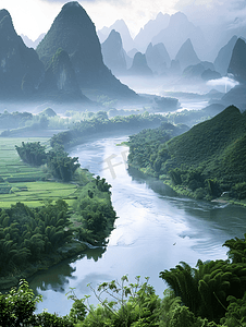 树林小清新摄影照片_郴州小东江夏天风景山川河流湖南