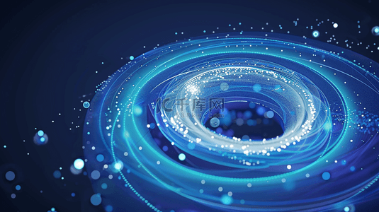圆蓝色科技背景图片_蓝色科技全息抽象霓虹光效粒子光纤圆背景