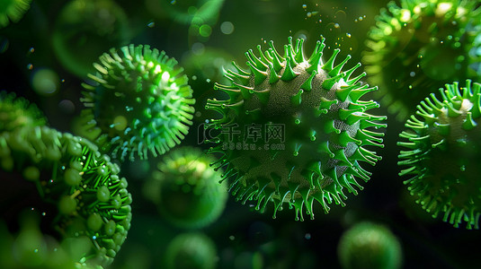 病毒病毒背景图片_绿色病毒细胞合成创意素材背景