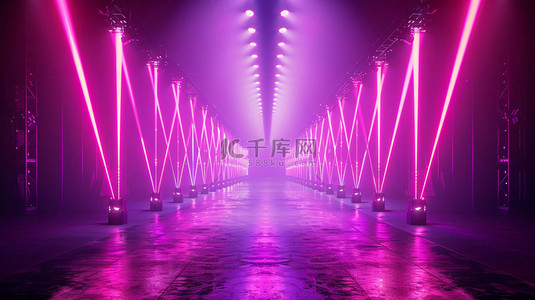 紫色灯光展台合成创意素材背景