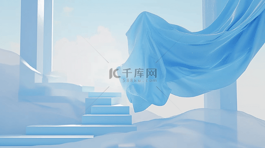 绸带背景图片_创意蓝色透明飘舞的绸带3D空间设计