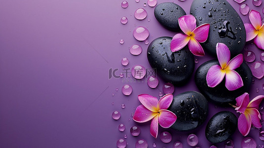 紫色花朵合成创意素材背景