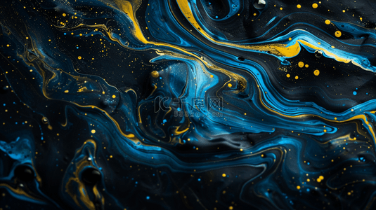 深蓝色新中式鎏金流体抽象山川纹理设计图