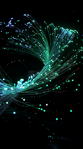 发光线条科技背景图片_黑色背景里的抽象科技粒子光纤线条
