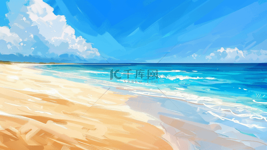 蓝色度假背景图片_夏季海洋沙滩风景简约背景