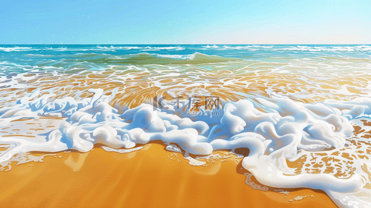大海蓝天白云沙滩背景图片_蓝天白云下大海海浪沙滩的背景