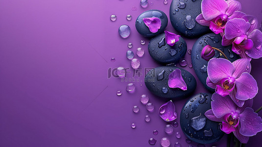 紫色花朵合成创意素材背景
