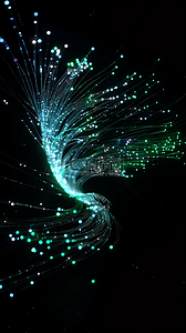 发光线条科技背景图片_黑色背景里的抽象科技粒子光纤线条